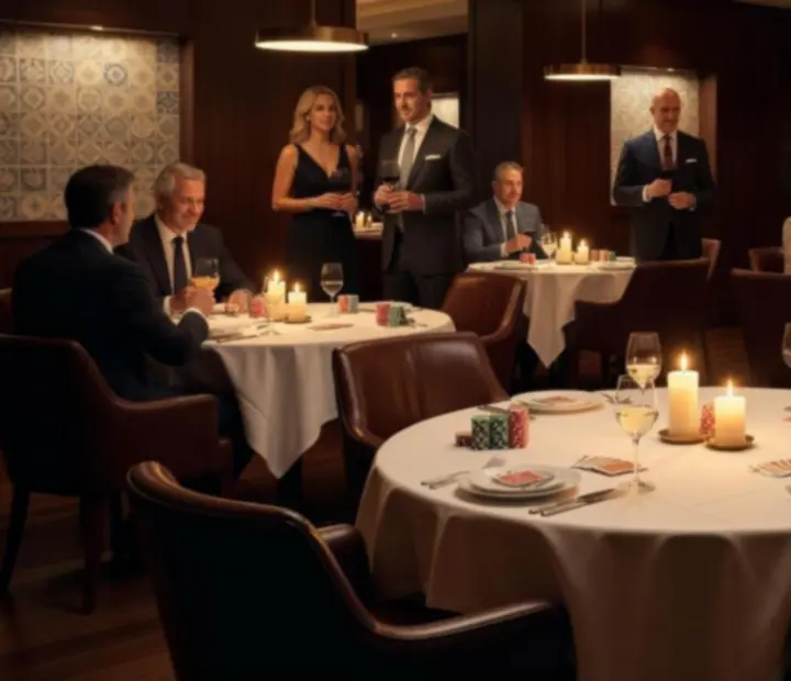 Sala privada elegante preparada para um evento gastronómico exclusivo.